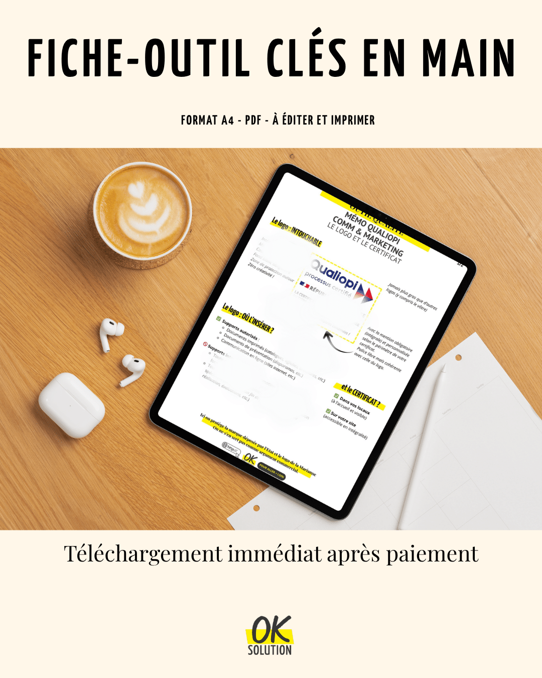 mockup Communication Qualiopi : logo, informations obligatoires et charte de la marque