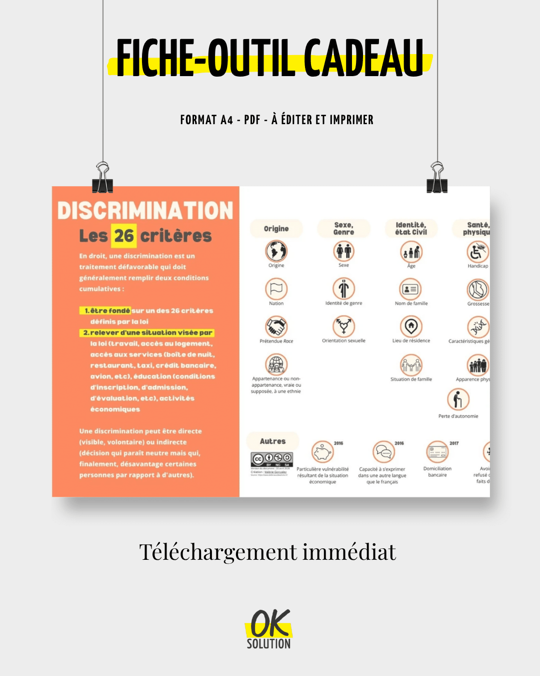 Affiche PDF — Les 26 critères de discrimination